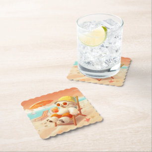 Dessous-de-verre En Papier Ours de plage d'été