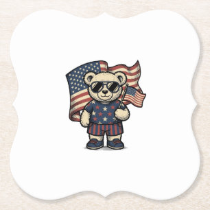 Dessous-de-verre En Papier Ours en peluche patriotique vintage gravure chemis
