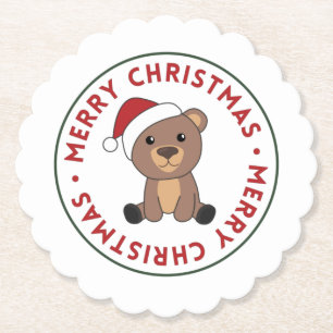 Dessous-de-verre En Papier Ours Joyeux Noël Animaux d'hiver Ours Papier Co
