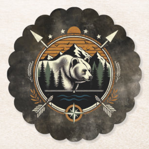 Dessous-de-verre En Papier Ours montagnard rustique et vintage pour l'extérie