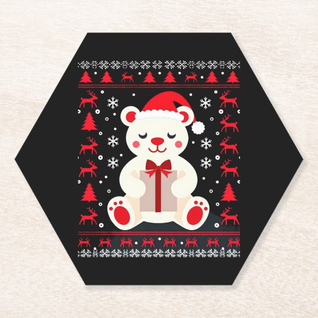 Dessous-de-verre En Papier Ours Noël (1) (Devant)