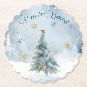 Dessous-de-verre En Papier Ours Noël Un Premier Anniversaire Hiver
