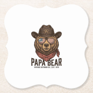 Dessous-de-verre En Papier Ours Papa Cowboy Ours Patriote Vintage Vecteur Dés