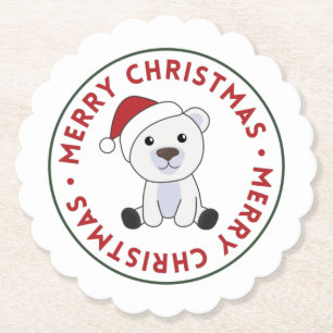 Dessous-de-verre En Papier Ours polaire Noël Neige hiver Animaux Pap polaire
