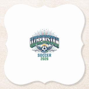 Dessous-de-verre En Papier Ouzbékistan Football 2026 Football Gras Pays Typog