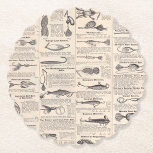 Dessous-de-verre En Papier Page de catalogue de leurres de pêche antiques en