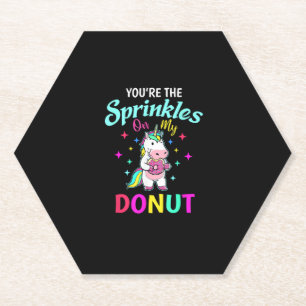 Dessous-de-verre En Papier Paillettes de licorne mignonne sur votre beignet E