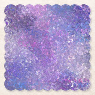 Dessous-de-verre En Papier Paillettes roses et violettes brillantes