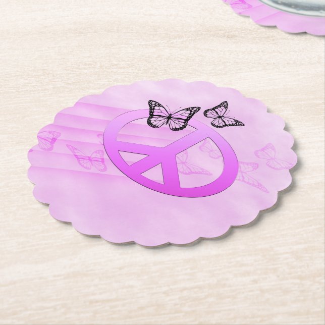 Dessous-de-verre En Papier Paix rose (Incliné)
