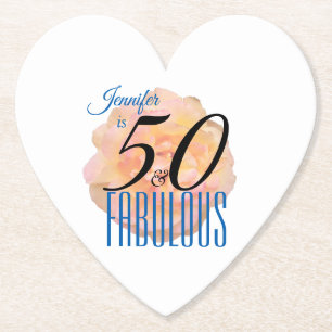 Dessous-de-verre En Papier Pale Peach Rose 50 et Fabulous Birthday