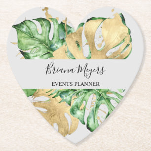 Dessous-de-verre En Papier Palm Feuille Gold Tropical Gold Sand