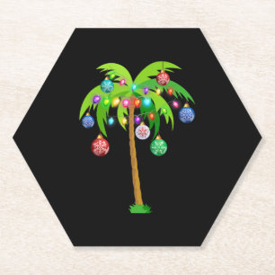 Dessous-de-verre En Papier Palm Tree Feux de Noël Plage amusante été