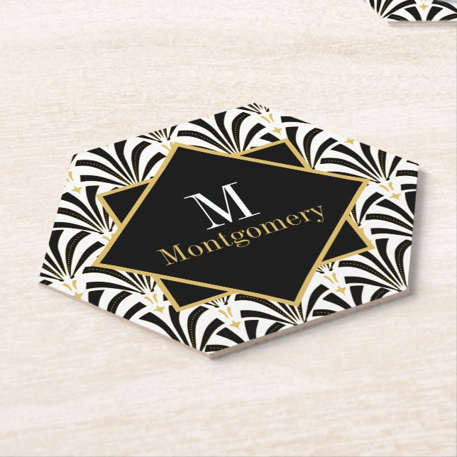 Dessous-de-verre En Papier Palmettos Art déco des années 1920 (Incliné)