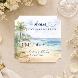 Dessous-de-verre En Papier Palmiers de la Plage Ne Prenez Pas Ma Boisson Mari