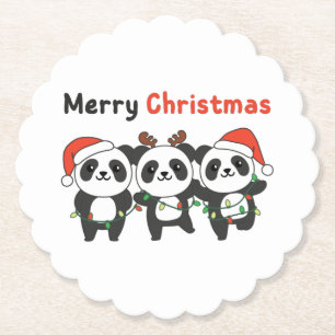 Dessous-de-verre En Papier Panda Christmas Animaux Pandas Joyeux Noël Pap