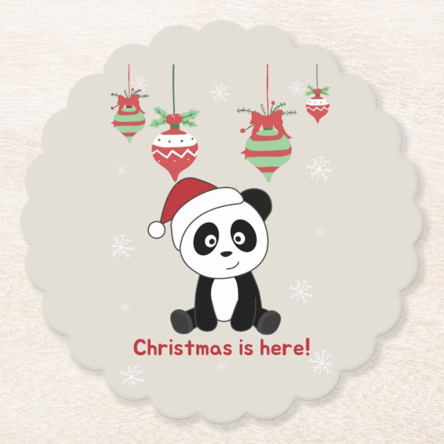 Dessous-de-verre En Papier Panda Noël Neige Hiver Animaux Pandas Papier C (Devant)