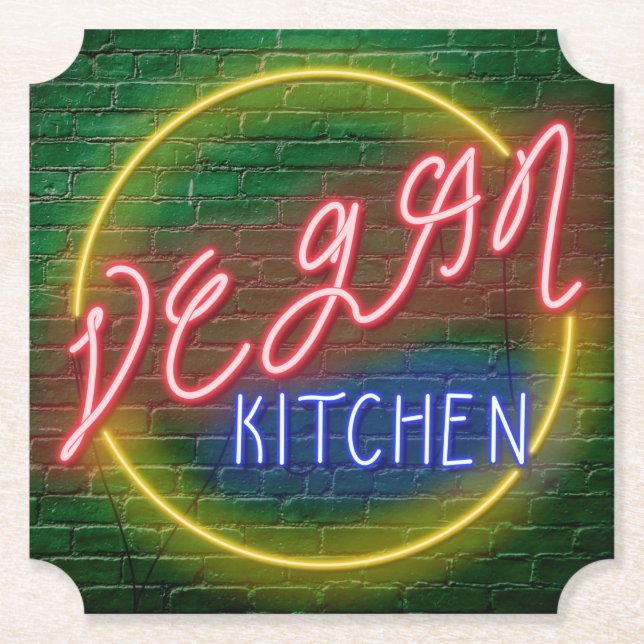 Dessous-de-verre En Papier Panneau cuisine Neon Vegan (Devant)