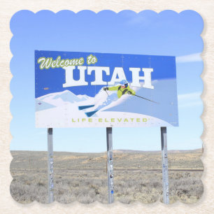 Dessous-de-verre En Papier Panneau de la limite de l'État de l'Utah 