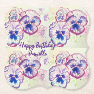 Dessous-de-verre En Papier Pansies Pansy Fleur violet Rose floral
