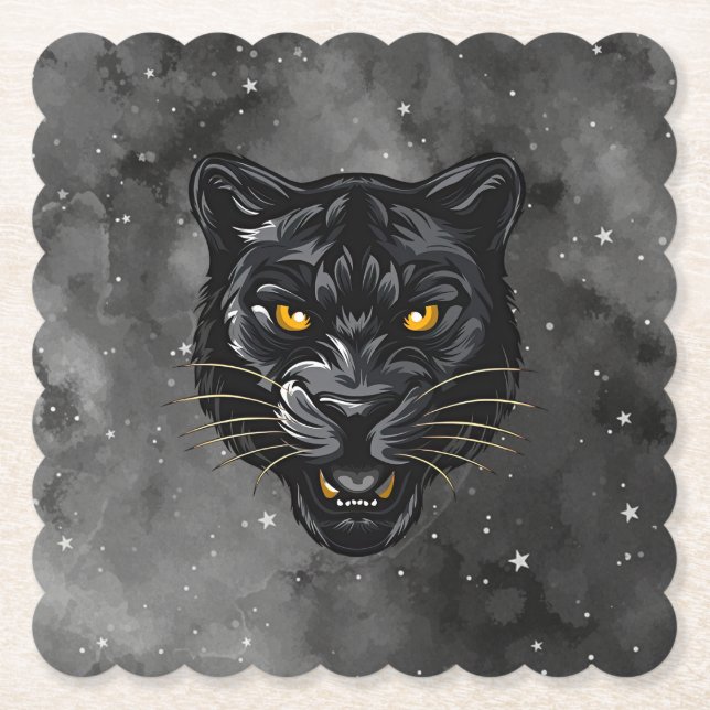 Dessous-de-verre En Papier Panthère noire (Devant)