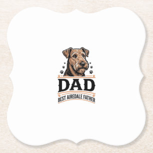 Dessous-de-verre En Papier Papa Airedale Terrier Chemise de père de chien vin