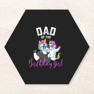 Dessous-de-verre En Papier Papa de la fille d'anniversaire Licorne Anniversai