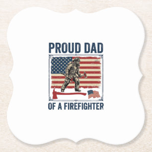 Dessous-de-verre En Papier Papa fier d'un pompier drapeau vintage Vector_1