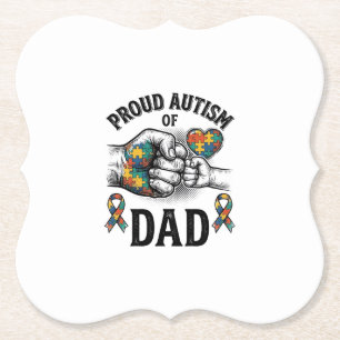 Dessous-de-verre En Papier Papa fièrement autiste vintage gravure T-shirt de