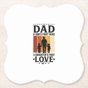Dessous-de-verre En Papier Papa Fils Premier Héros Fille Premier Amour Vintag