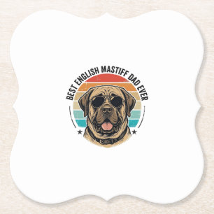 Dessous-de-verre En Papier Papa Mastiff Anglais Vintage Coucher de soleil Chi