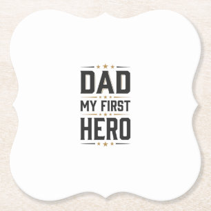 Dessous-de-verre En Papier Papa Mon Premier Héros Conception de T-shirt Typog