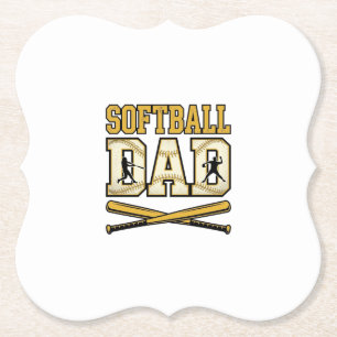 Dessous-de-verre En Papier Papa Softball Gravure Vintage Batteur Graphique_1