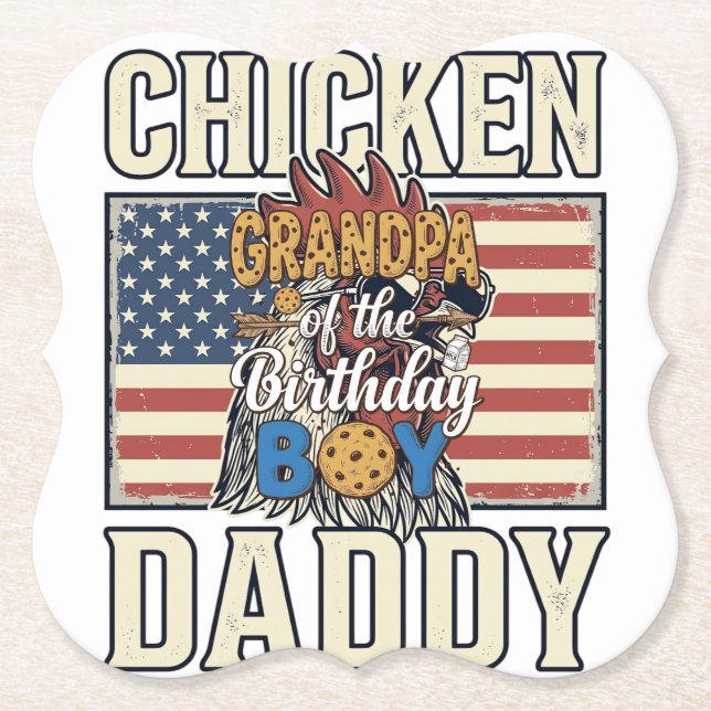 Dessous-de-verre En Papier Papi du gâteau d'anniversaire garçon cookie lait c (Devant)