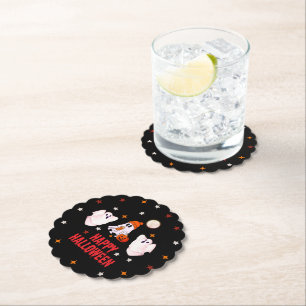 Dessous-de-verre En Papier Papier personnalisé avec logo Joy Halloween Fantôm