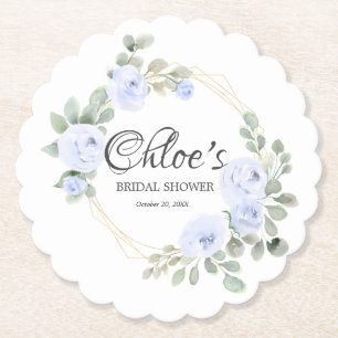 Dessous-de-verre En Papier Papier pour Baby Shower Floral Eucalyptus Blue Ros