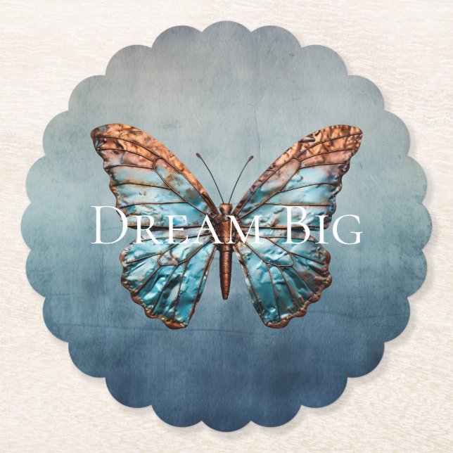 Dessous-de-verre En Papier Papillon à texture gris bleu (Devant)