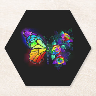 Dessous-de-verre En Papier Papillon arc-en-ciel