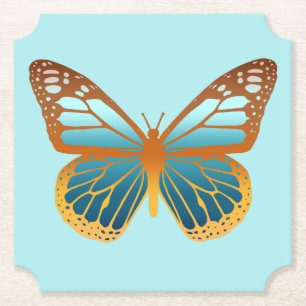 Dessous-de-verre En Papier Papillon dégradé bleu et orange