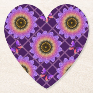 Dessous-de-verre En Papier Papillon et motif de grille de fleurs Cottagecore