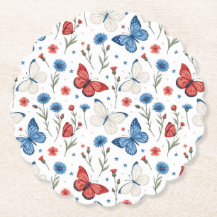 Dessous-de-verre En Papier Papillon patriotique et motif floral
