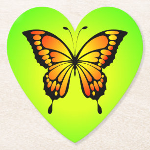 Dessous-de-verre En Papier Papillon Rouge Jaune Illustration d'insecte-20285
