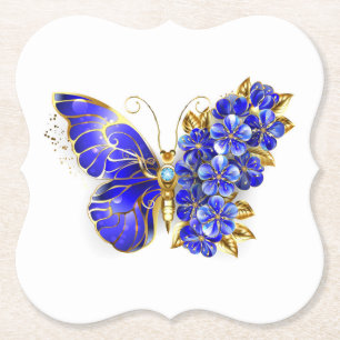 Dessous-de-verre En Papier Papillon saphir à fleurs