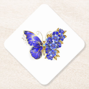 Dessous-de-verre En Papier Papillon Saphir Fleur