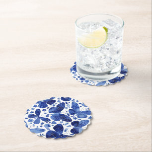 Dessous-de-verre En Papier Papillons Aquarelle Indigo Blue