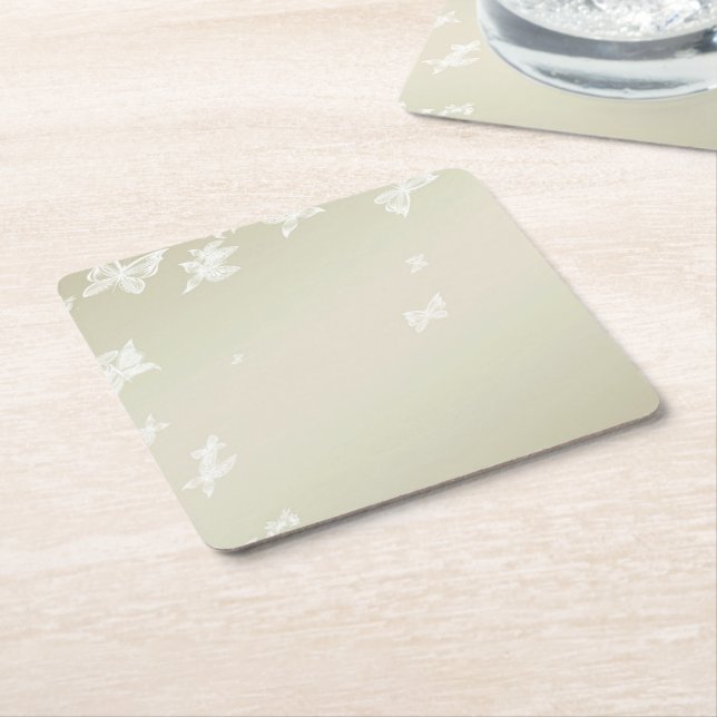 Dessous-de-verre En Papier Papillons blancs (Incliné)