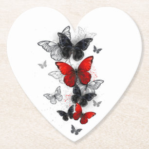 Dessous-de-verre En Papier Papillons noirs et rouges volants