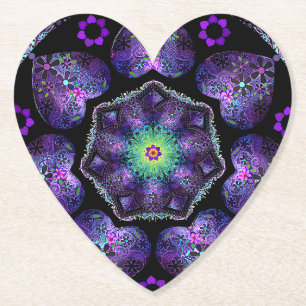 Dessous-de-verre En Papier Parapluie violet & coeurs .7