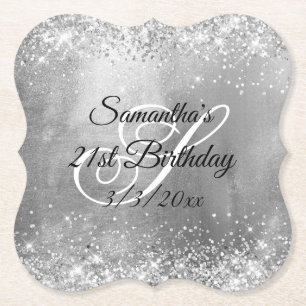 Dessous-de-verre En Papier Parties scintillant d'argent et Foil 21e anniversa