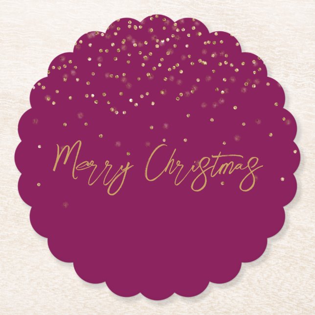 Dessous-de-verre En Papier Parties scintillant de nom d'or personnalisé rose  (Devant)