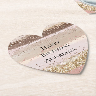 Dessous-de-verre En Papier Parties scintillant d'or au chocolat rose Rose